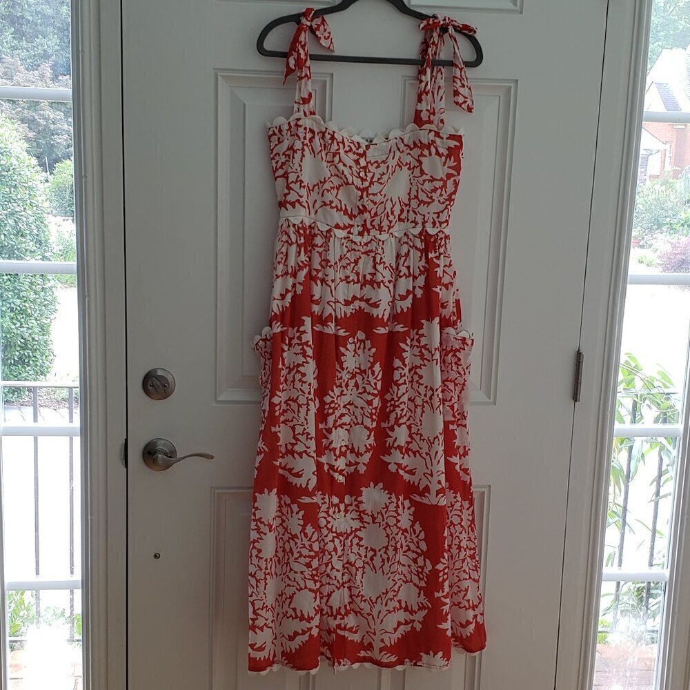 Juliet Dunn - Orange and White Floral Lined Sundress.  Size 1